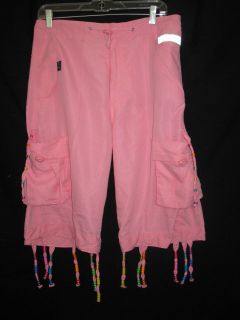 Hip Hop SAMBA Pink PONY BEAD Candy Cargo Cropped Parachute Pants 