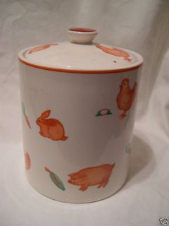   Shafford Japan vintage kitchen canister jar Farm Animals pig hen