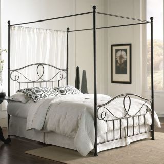   King Size French Roast Metal Canopy Bed with Optional Bed Frame
