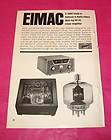 1964 Vintage Ad ~ EIMAC ~ Linear Amplifier ~ Tube Amp ~ San Carlos, CA