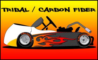 Tribal Flame Carbon Go Kart Graphic Body Decal Wrap