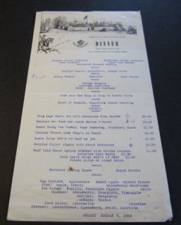 Old 1954 Sutter Club Sacramento   Dinner Menu   Signed
