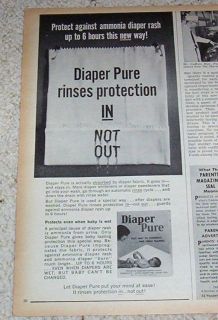 1966 Diaper Pure laundry soap Baby diaper rash PRINT AD