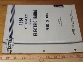 Crosley, 1954 Electric Range Parts Catalog, Orig. Item