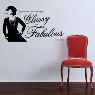 CLASSY AND FABULOUS  COCO CHANEL WALL ART STICKER QUOTE DECAL 