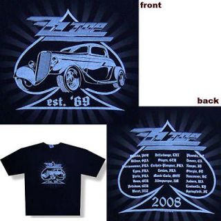ZZ TOP EST. 69/CAR/SPADE 2008 TOUR BLK T SHIRT M NEW