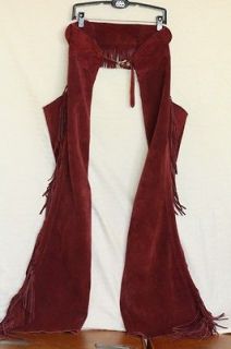 CHAPS WESTERN HORSE MAROON SUEDE LEATHER HORSE SHOW SADDLE CHAPS