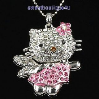 Fashion lovely and beautiful pink Rhinestone HelloKitty necklace For 