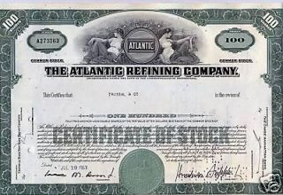 The Atlantic Refining Company Stock Certificate Green Richfield Oil