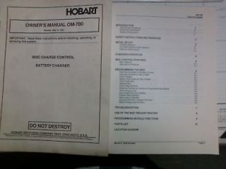 Hobart 950C Battery Charger Owners Manual #OM 780