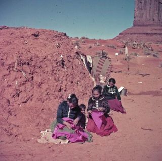   Colorful Fabric 1960s Navajo Indians Baker Johnson 2.25 Pos Photo Film
