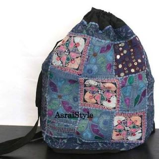 Boho Hippie Fabric Handbag Blue Tribal Hippie Backpack