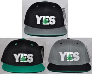 YES Marijuana Weed Pot Leaf 2Tones Vintage Snapback Hat/Cap