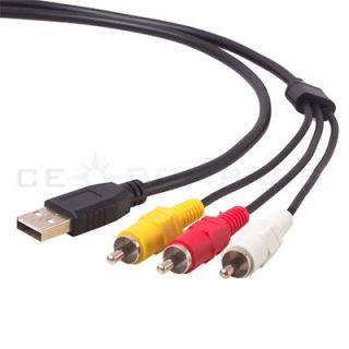 NEW USB Male A to 3 RCA AV A/V TV Adapter Cord Cable