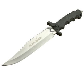 12 STAINLESS STEEL HUNTING TACTICAL KNIFE w/ GLASS BREAKER Survival 