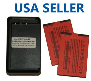   Battery +Dock Charger For HTC Touch Pro2 / EVO 4G / EVO Shift 4G Red