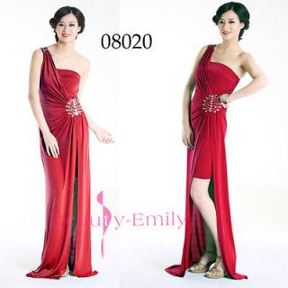 Sexy Grecian Style One Shoulder Reds Evening Dresses Long Prom Gown 