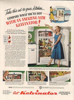 1950 VINTAGE KELVINATOR ELECTRIC REFRIGERATION PRINT AD