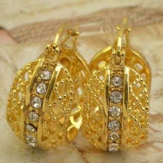Elegant 9k real gold filled cz womens hoop earrings,E750