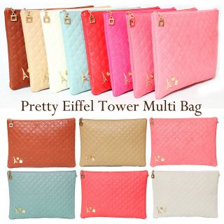 100% SHOP Women Eiffel Tower Rose Lock Multi Bag Faux Leather