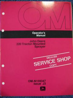 John Deere 220 Tractor Mounted Sprayer Operator Manual