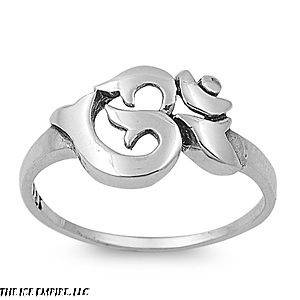   ITALIAN Sterling Silver Aum, Om or Ohm Yoga & Meditation Symbol Ring