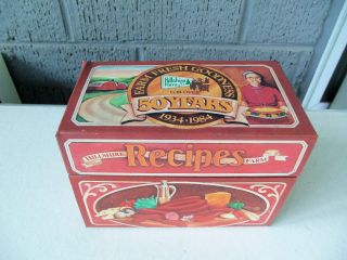 Vintage Hillshire Farm Metal Recipe Box w/Recipes