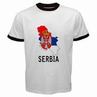 SERBIA SERBIAN FLAG MAP RINGER T SHIRT