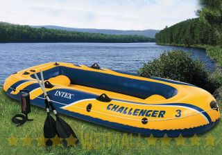 Intex Challenger 3 Boat Set Inflatable Raft with Pump and Paddles New 
