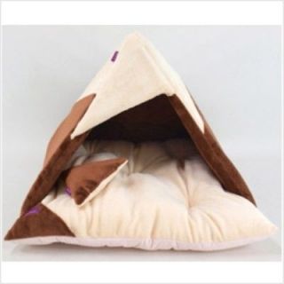 INDOOR PYRAMID PET DOG CAT CUSHION HOUSE BED ~BROWN