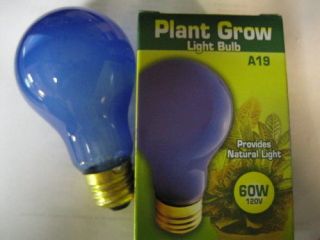 PLANT GROW LIGHT BULB 60WATT 120v NATURAL LIGHT STANDARD BASE A19 