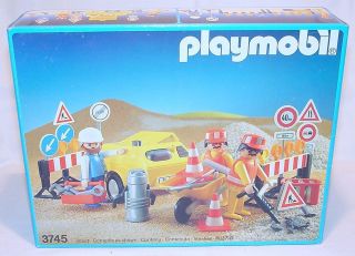 Playmobil System ROAD WORKERS COMPRESSOR TRAILER 3 Klicky Set 3745 