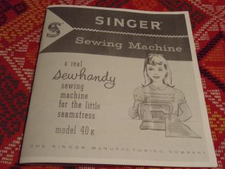 Singer Sewhandy Toy Child Sewing Machine Manual Inst. ~ Girl Mod. 20 B 
