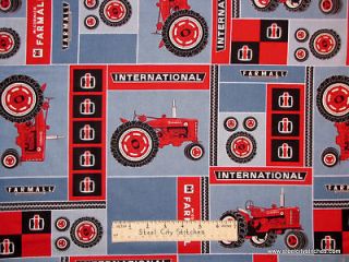 International Harvester Red Farmall Tractor IH Logo Cotton Novelty 