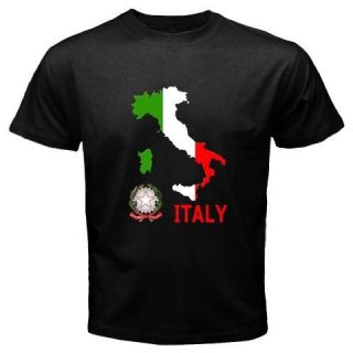 Italy Italian Flag Map Emblem Roma Black T shirt