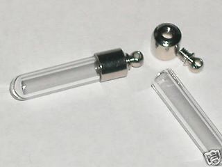 refillable Glass bottles vials charm w/ SCREW CAP