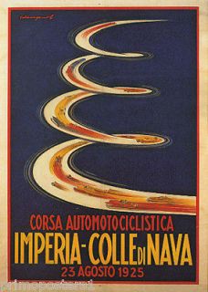 ITALY CAR MOTO BIKE RACE CORSA 1925 VINT REPRO POSTER