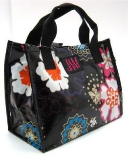 INSULATED LUNCH BAG RECYCLED WATER BOTTLES ~ BLACK FLOWER POWER ~ NEW