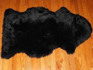 XLarge Huge Black SHEEPSKIN rug fur seat cover long wool cabin pelt 