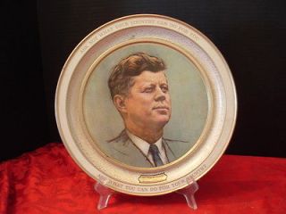 John F, Kennedy Tin Picture Wall Plate 1963 ASK NOT WHAT YOUR COUNTRY 