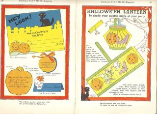 Vintage Halloween/Lant​ern Invitation Cat/Paper Dolls