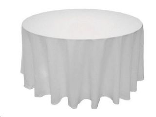 WHITE 108 ROUND POLYESTER TABLECLOTH wholesale tabletop