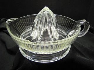 Vintage Large Clear Glass w/ridges Juicer/Reamer bowl w/handle
