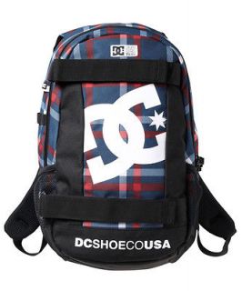   Boys DC Shoes Seven Point 5 Blue/Red Plaid Backpack School Laptop Bag
