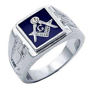 Mens Masonic Blue Lodge Mason CZ Ring Size 12 ~~ Daily 99 Cent Deal 