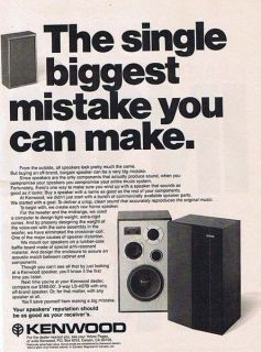 1978 Kenwood Stereo Speakers Vintage Ad