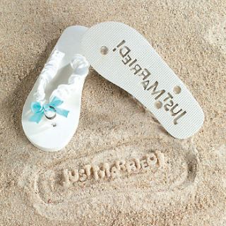 JUST MARRIED Imprint FLIP FLOPS Sandals 7/8 beach wedding FREE S/H 