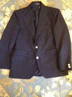   Boys Navy Blue Blazer Jacket Gold Buttons Holiday Dress Up Size 10 12