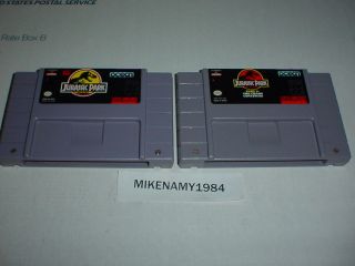 JURASSIC PARK 1 & 2 both game cartridges for Super Nintendo SNES