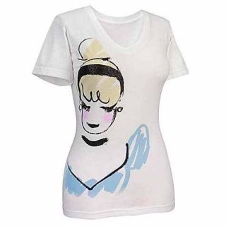 NEW Disney Sketch Art Princess Cinderella V Neck Womens Tee Shirt Sz M 